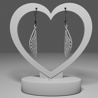 one line wings earring 2 simple elegant jewelry gift wing insect mother's day minimalist jewellery 3d print model - Mito3D