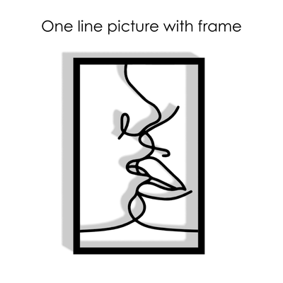 imagen besos caras cuadro arte regalo marco foto línea obra ideas onelineart beso linea pareja 3d print model - Mito3D