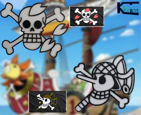 piece flaggen spiel piraten dekoration spielzeuge schlüssel ringe magnete mode anime karikatur kunst pirat flagge spaß knochen stück mädchen 3d print model - Mito3D