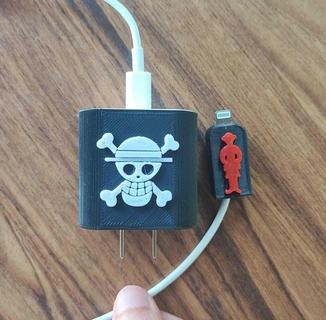one piece charger protector Art luffy skull skeleton cable protectorgoku goku cellular iphone android apple dragon ball anime telephones mobile 3d print model - Mito3D
