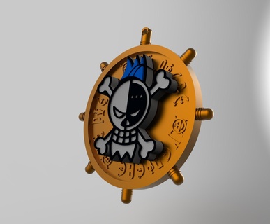 1 peça chaveiro ciborgue francamente luffy piratas 3d print model - Mito3D