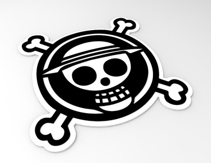 trozo logo Arte mono luffy pirata Rey Paja sombrero piratas 3d print model - Mito3D