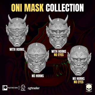 oni Sammlung Kopf Aktion Zahlen Spiel gi Joe Ninja Zahl klassifiziert Wunder Legenden Mezco Star Kriege Samurai Dämon Maske 3d print model - Mito3D