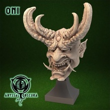 oni demon head bust art creature character monster fantasy horror horns 3d print model - Mito3D