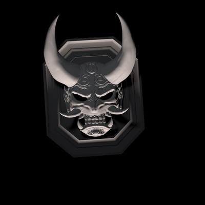 oni maske zuhause haus dämon kopf deko gehörnt böse satan wächter 3d print model - Mito3D