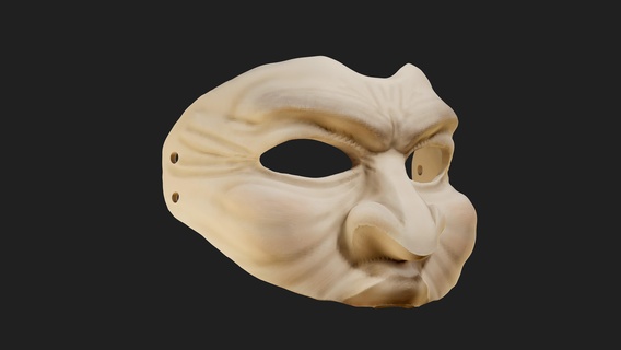 oni masque 12 colère démon moitié visage portable samouraï hannya Japonais stl obj 3d impression résine Japon 3d print model - Mito3D