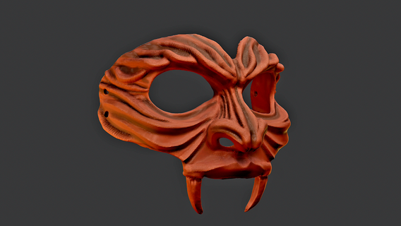 oni mask 13 demon half face wearable samurai hannya japanese stl obj 3d print resin 3d print model - Mito3D