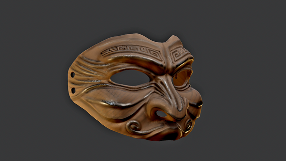 oni maske 13 etnik iblis yarım oni maske giyilebilir samuray Hannya Japonca iblis stl obj 3d Yazdır reçine Japonya iblis maske 3d print model - Mito3D