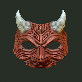 oni masque 9 démon sculpté moitié visage portable samouraï hannya Japonais stl obj 3d impression résine Japon 3d print model - Mito3D