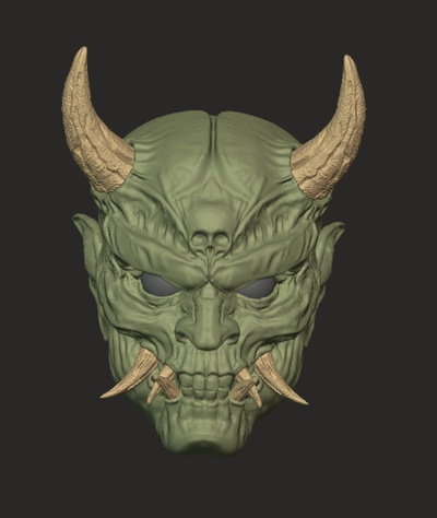 oni masque démon art onimask samouraï monstre 3d print model - Mito3D