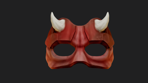 oni maske yarım iblis giyilebilir samuray Hannya Japonca stl obj 3d Yazdır reçine 3d print model - Mito3D