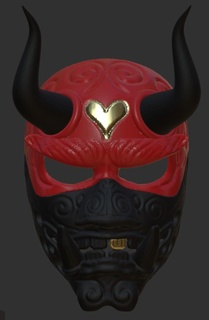 oni Maske no1 Japan Dämon Grusel 3dprint frei Spaß 3d print model - Mito3D