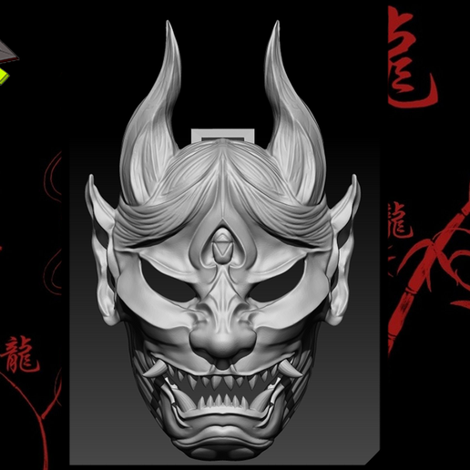 oni mask v2 oni mask v2  mask oni cosplay mask demon 3D print model - Mito3D