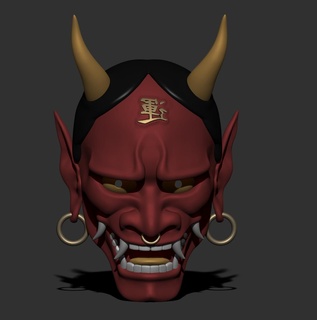 oni maske maske samuray mempo destek stl su geçirmez Sanat Japonca oni 3d print model - Mito3D