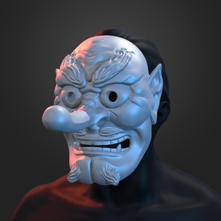 oni tengu maschera hannya samurai Giappone decorazione cosplay demone fantasma tsushima kabuki giapponesi maschere 3d print model - Mito3D