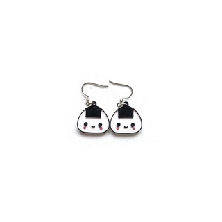 oniguiri kawaii model 1 earrings hoops earings 3d print model - Mito3D