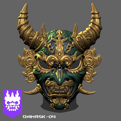 onimask 04 oni mascarar bruxas susto stl cara cosplay tendência barato brinquedo arte 3d print model - Mito3D