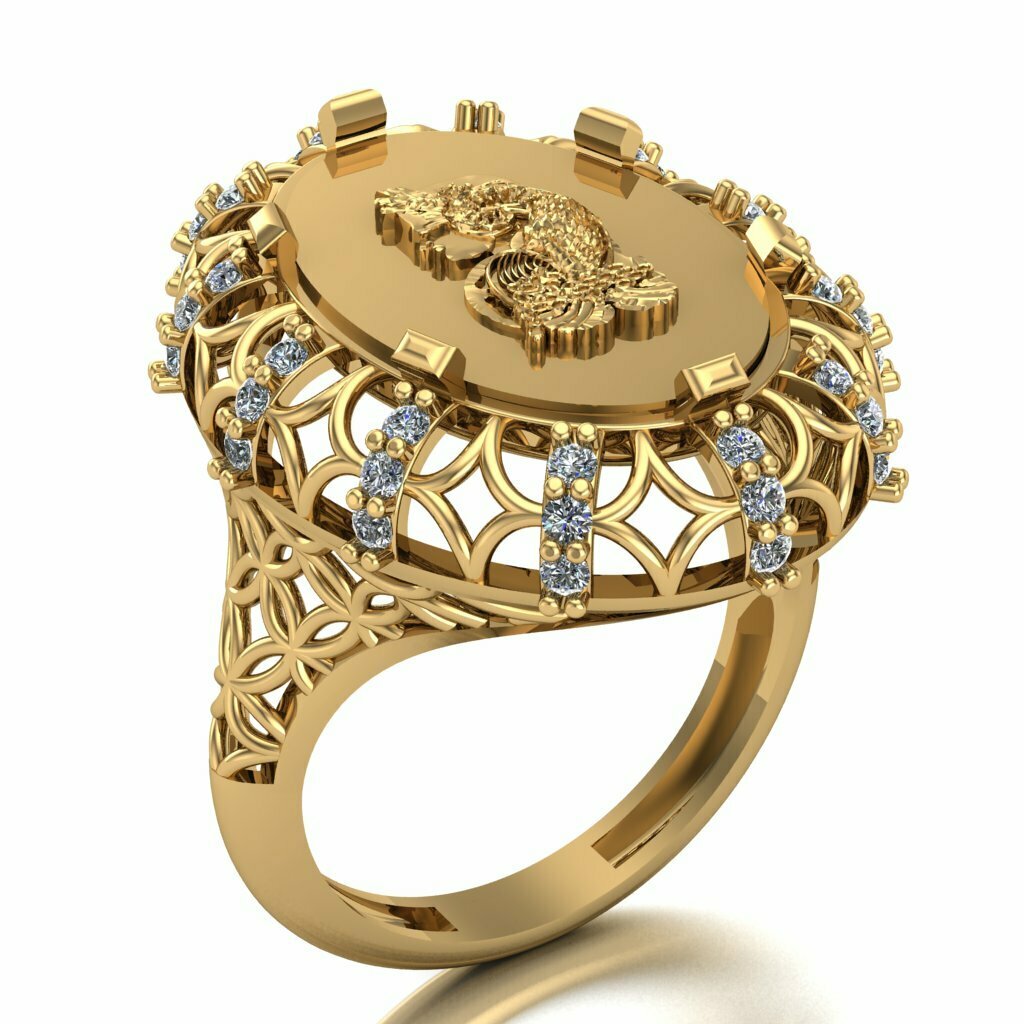 oncia squillare 002 oro gioielleria argento diamante gioiello Fidanzamento nozze moda anello d'oro ciondoli anelli 3D print model - Mito3D