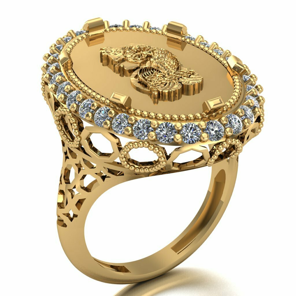 onza anillo 020 oro joyería joya plata diamante compromiso Boda Moda colgantes lira 3D print model - Mito3D