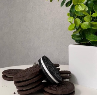 biscotto portachiavi cookie chiave squillare nero bianca 3d print model - Mito3D