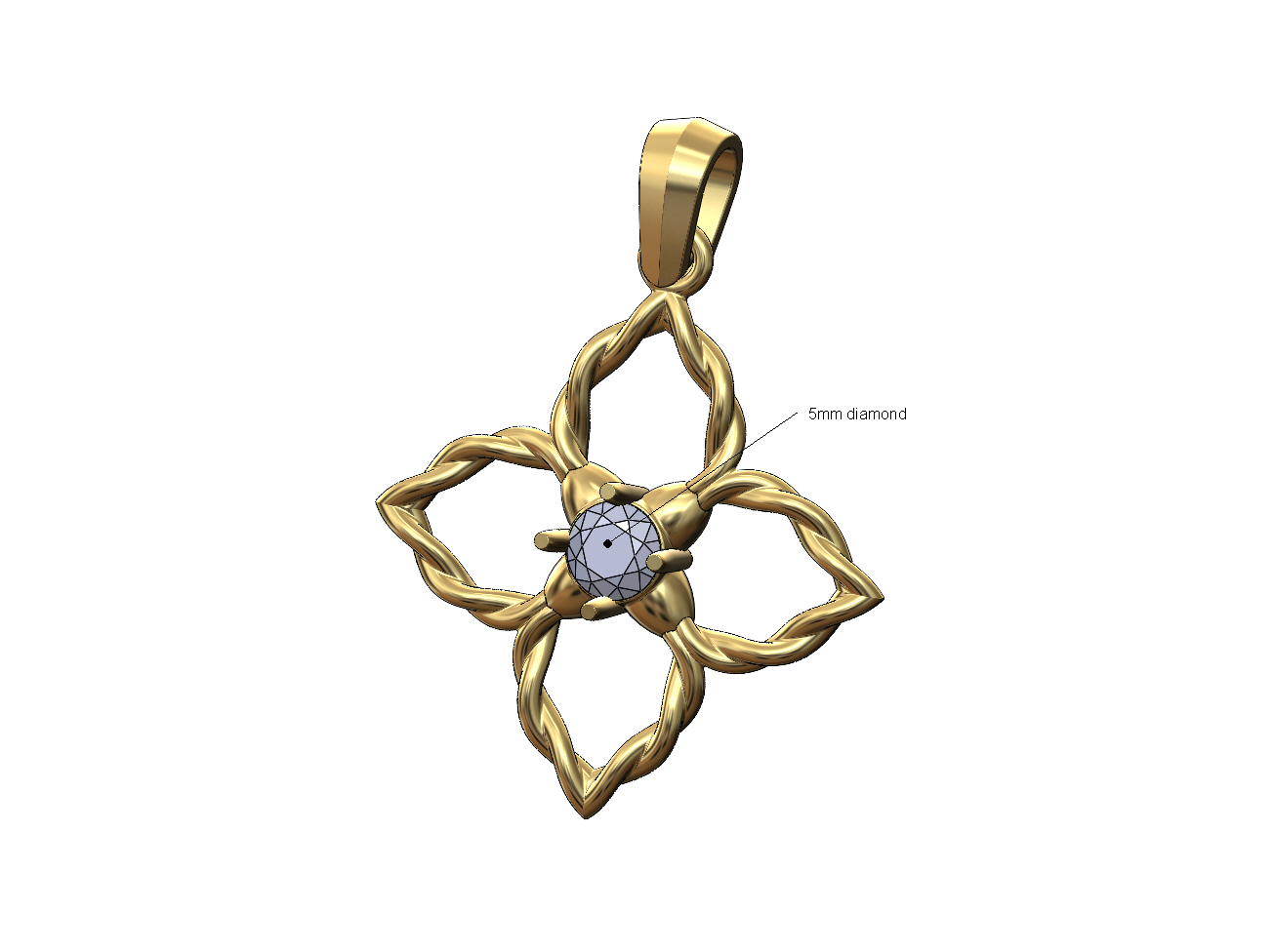 aperto 5mm diamante mini cuffie fiore intrecciato filo pendente fascino 3d stampa modello gioielleria corda collana pedali stampabile oro argento cauzione braccialetto moda 3D print model - Mito3D