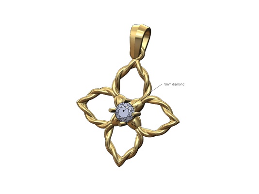 ouvert 5mm diamant bourgeons fleur tressé câble pendentif charme 3d impression modèle bijoux corde collier pédales imprimable or argent caution bracelet mode 3d print model - Mito3D