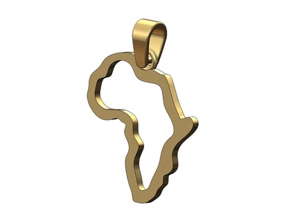 open africa outline pendant charm bail 3d print model africa pendant bail charm necklace jewelry findings gold silver printable jewellery bracelet fashion bling luxury open outline 3d model 3d printable africa pendant  3d print model - Mito3D