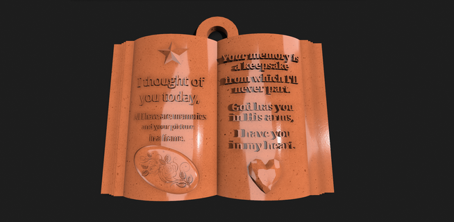open book plaque memorial gift remembrance commemoration thoughtful decoration religious condoleance loving memory someone special funeral rip grave mother artwork gifts personalized remember condolence bereavement family loss 3d print model - Mito3D