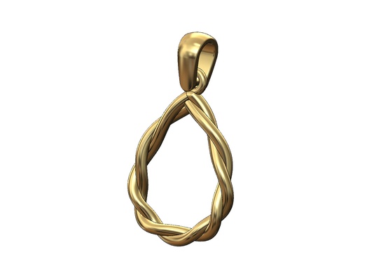 open braided wire almond pear shaped pendant charm 3d print model rope necklace jewelry printable gold silver jewellery bail fashion bracelet 3d print model - Mito3D