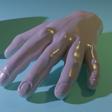 Aperto mano corpo realistico realismo sinistra umano scrittura presente 3d print model - Mito3D