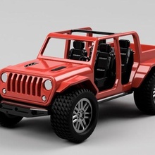 open jeep gladiator style - fully printable wrangler model car scale vehicles 3d print model - Mito3D
