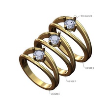 Aperto labbro gambo solitario diamante squillare us dimensioni 6 7 8 3d Stampa modello stampabile gioielleria oro moda argento classico sterlina gioiello 3d print model - Mito3D