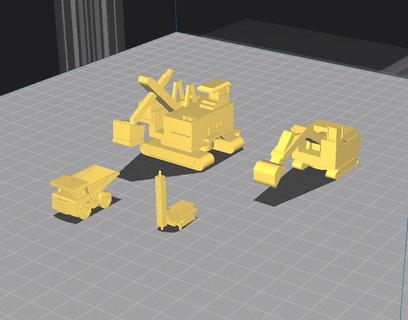 abierto pozo minería vehiculos conjunto caex pala perforar 3d print model - Mito3D