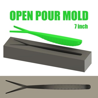 open pour mold j bait 7 inch stl file cnc 3d print fishing worm bass lure lake river 3d print model - Mito3D