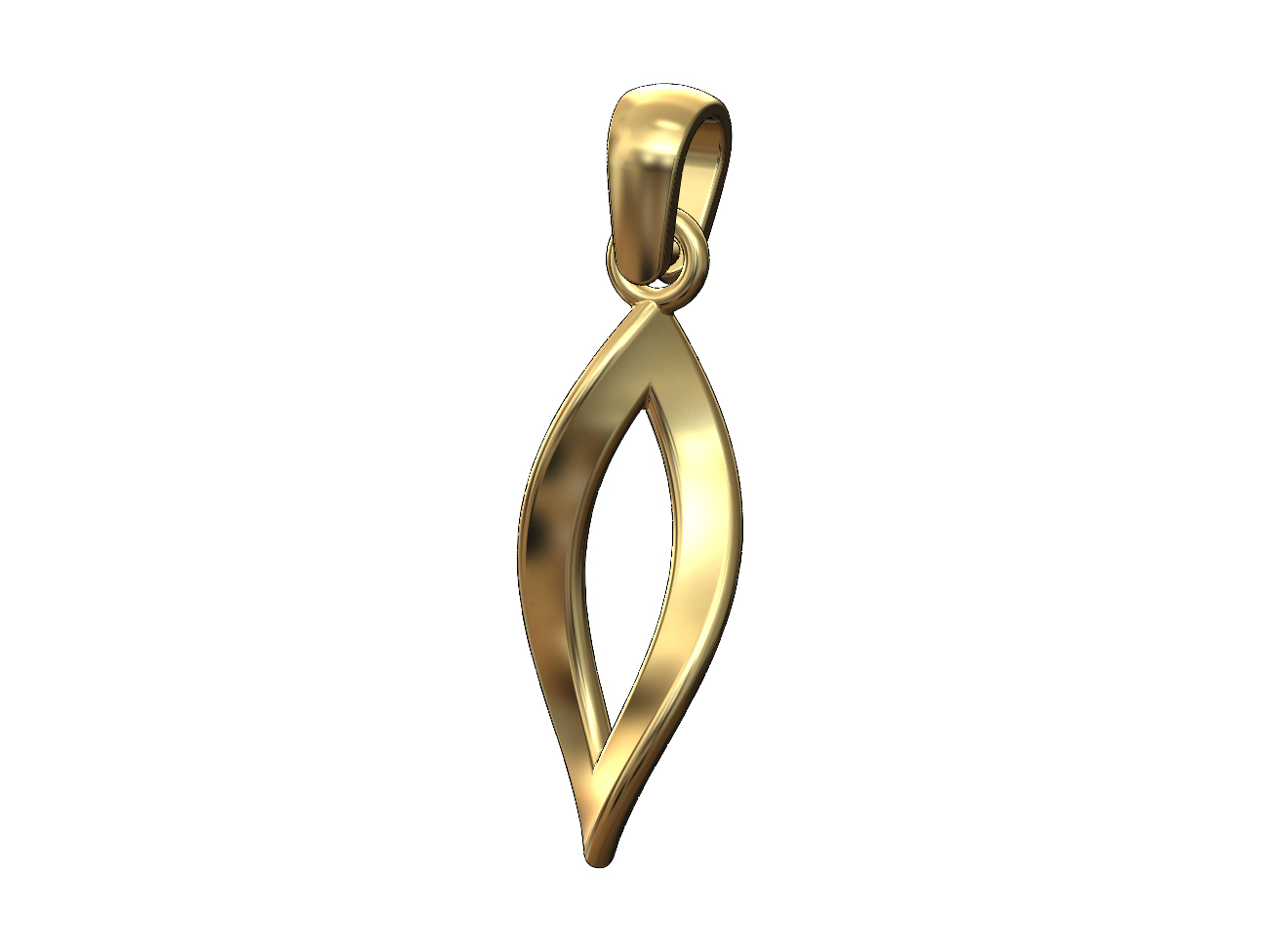 open simple twisted leaf pendant bail charm 3d print model leaves jewelry printable gold silver bracelet fashion jewellery geometric minimalist necklace 3D print model - Mito3D