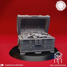 open treasure chest - tabletop miniature pre-supported dnd mimic stl ttrpg roleplaying monster creature 3d print model - Mito3D