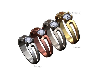 abierto cuchillo borde 5mm diamante solitario anillo us tamaños 6to9 3d impresión modelo Boda compromiso joyería joya oro plata imprimible declaración lujo Moda banda 3d print model - Mito3D