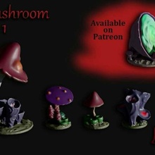 openfoliage mushroom set 1 cellar dd fantasy mushroomroom terrain wargame wargaming toy_game_accessories 3d print model - Mito3D
