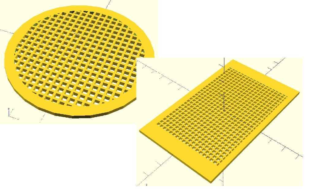 openscad parametrisch Gitter Generator rechteckig Haushalt 3D print model - Mito3D