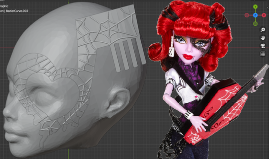 operetta basic mask replacement Art monster high doll custom accessory spiderwebs 3d print model - Mito3D