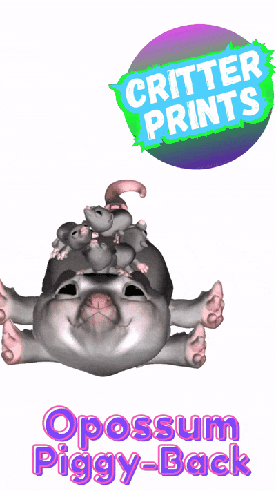 opossum babies print in place flexi critter cute funny fidget desk toy 3d print model - Mito3D