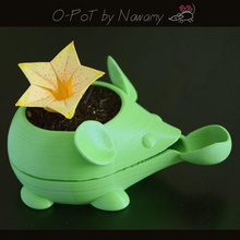 o-pot tiny self- watering pot home animal self-watering mouse gift 3d print model - Mito3D