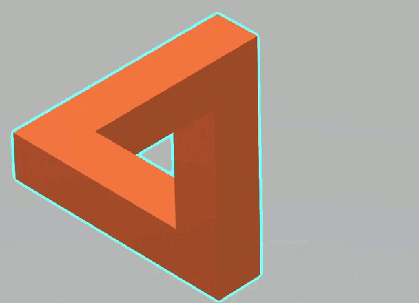 optical illusion - penrose triangle mathematics optics infinite 3D print model - Mito3D