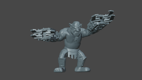 orc brawler power klaws ork blender sculpt pose mechanical fist claws clothing tubing curves 3d print model - Mito3D