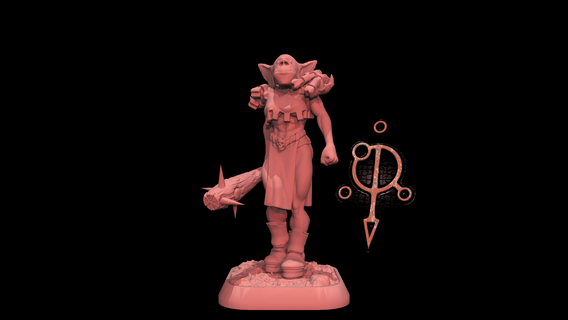 orc female + club 03 miniature tabletop ttrpg dnd d&d fantasy warrior fighter roleplaying 3d print model - Mito3D