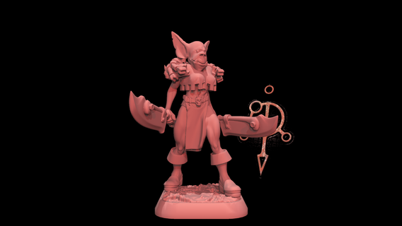 orc femelle + épée 02 miniature table ttrpg dnd fantaisie guerrier combattant jouer rôle 3d print model - Mito3D