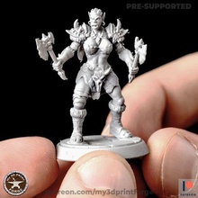 orc female axes game dnd miniature model toy resin creature fantasy warcraft pre-supported warrior 3d print model - Mito3D