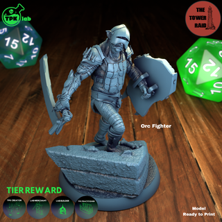 orc fighter Game ttrpg rpg tabletop miniature miniatures d&d dnd dungeons dragons fantasy goblin 3d print model - Mito3D