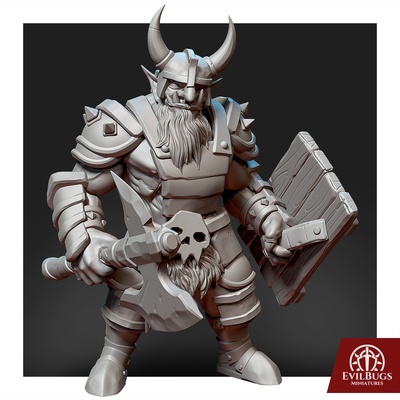 orc grog rumbleaxe game armor orcs dark fantasy warrior mace axe sword magic miniature adventure minis d&d dnd ttrpg wargaming 32mm 5e evilbugs 3d print model - Mito3D