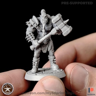 orc grunt mace dnd miniature model toy resin creature fantasy warcraft warrior ork pre-supported 3d print model - Mito3D